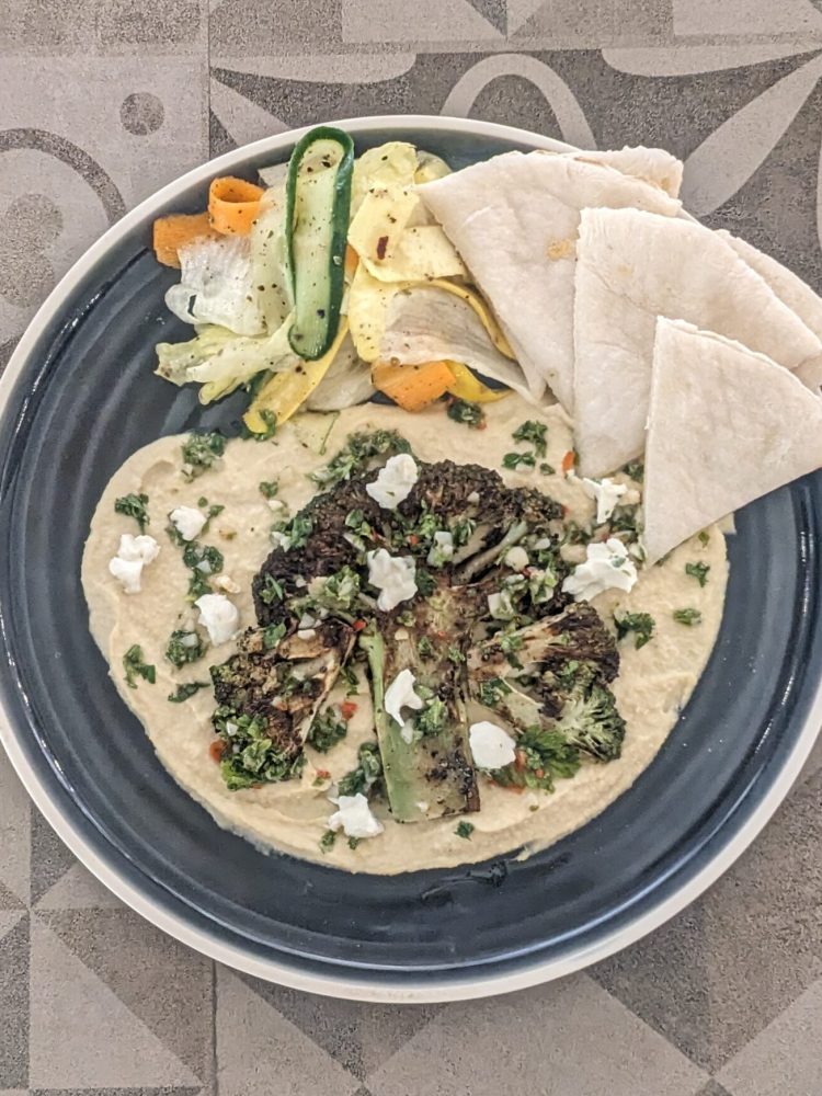 brocolli hummus steak